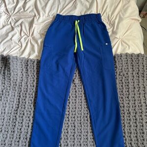 Figs Women's Blue Pants with Neon Drawstring